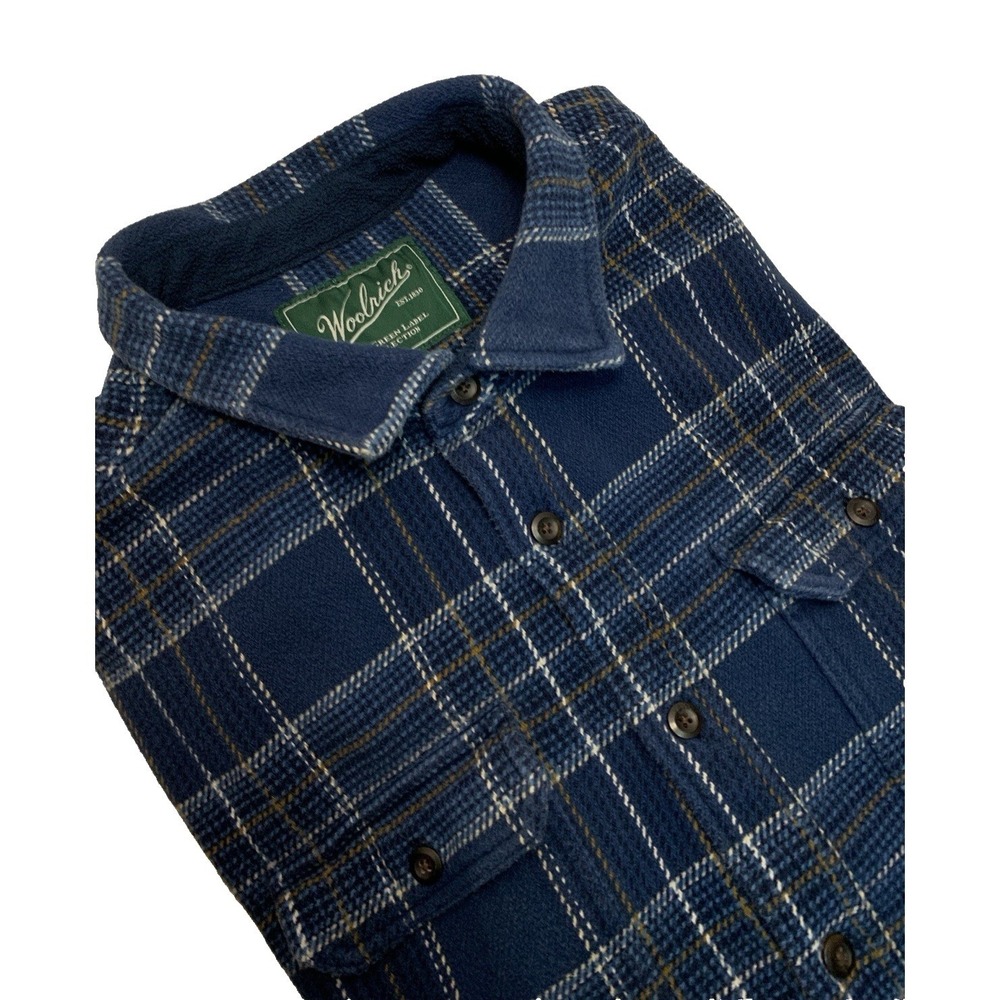 Woolrich Green‎ Label Men's XL Blue Plaid Flannel Thick Button Up Shacket Jacket